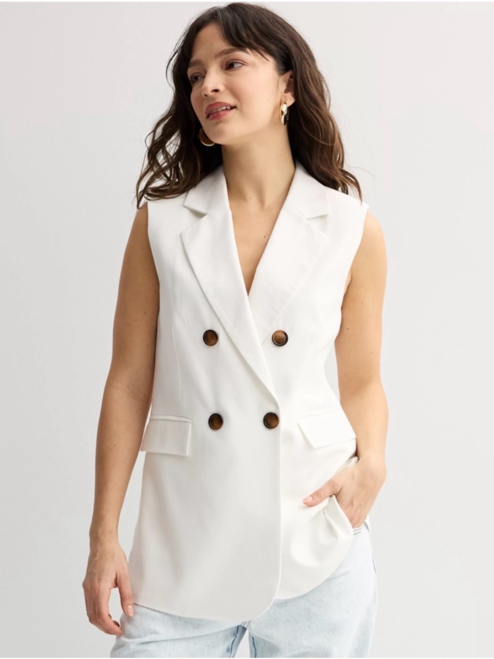 Women's Farmers Market Double Breasted Sleeveless Vest